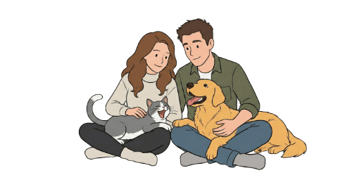 Couple sharing pet care together